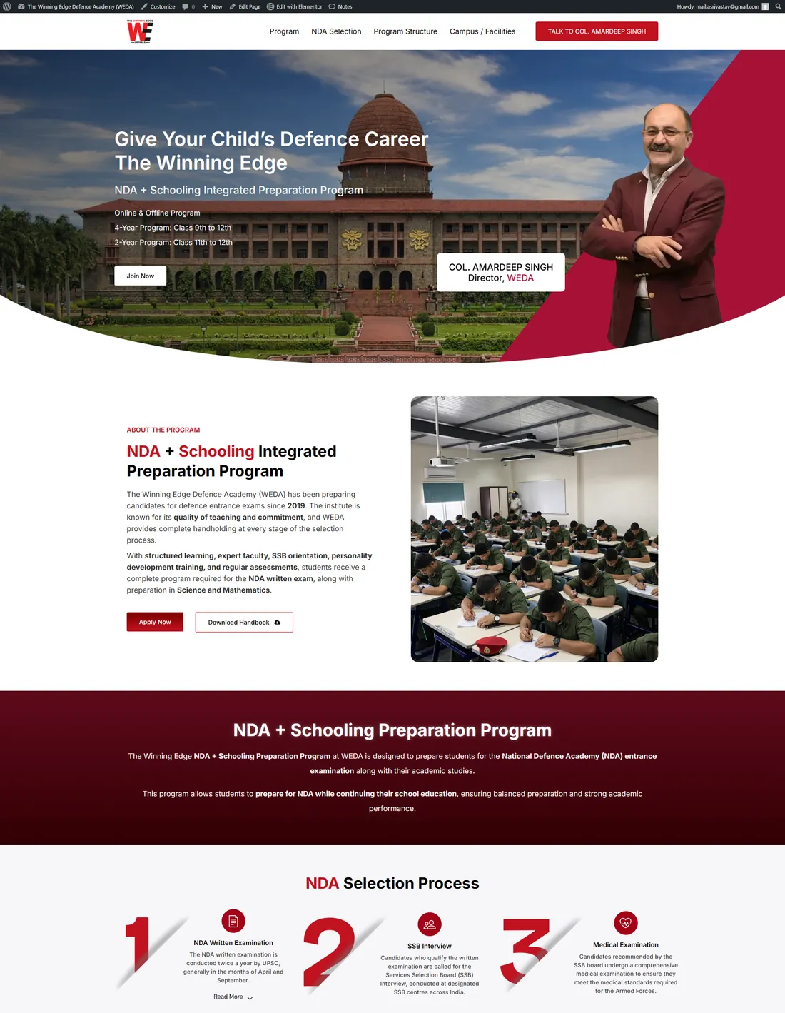 NDA coaching website design for The Winning Edge